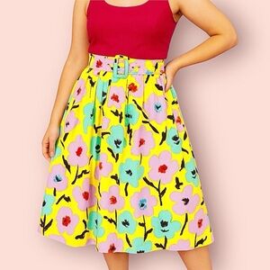 RACHEL ANTONOFF Vinnie Midi Skirt in Yellow Poppy